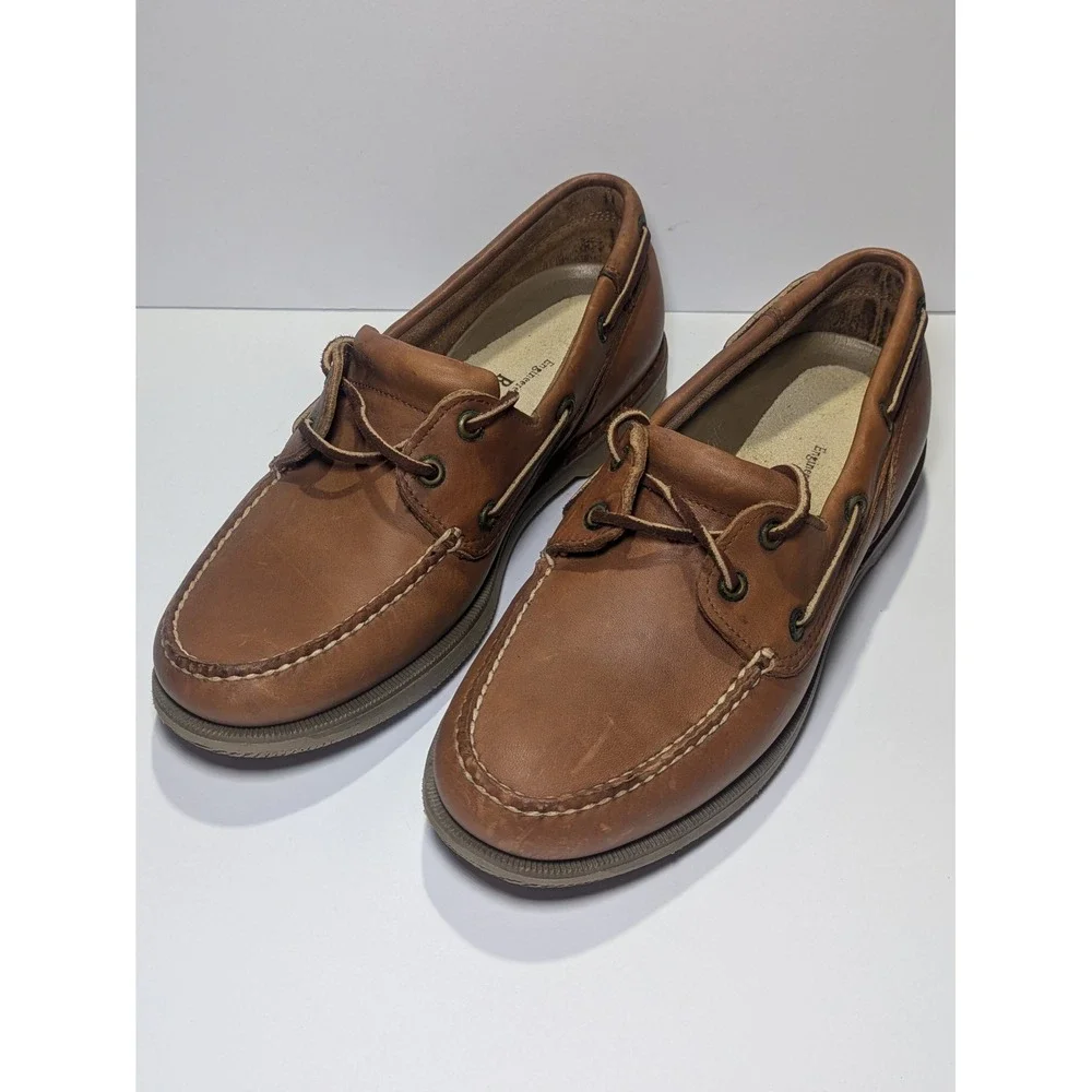 Rockport Perth Mens Brown Leather Boat Shoes Classic Loafers 2 Eyelet Size 10